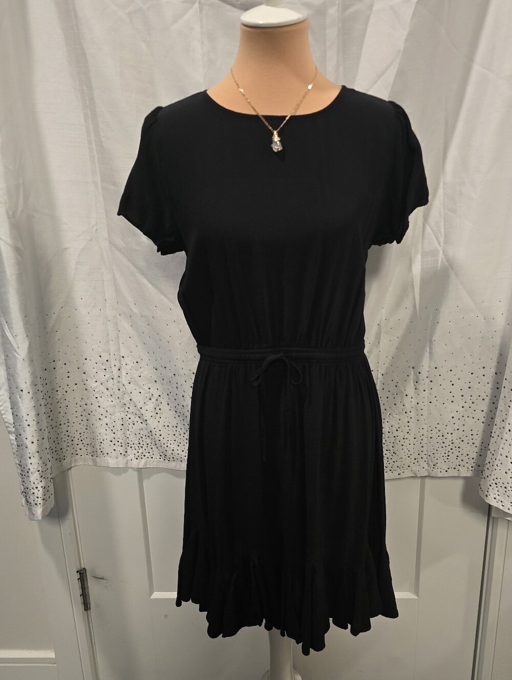 LOFT Little Black Dress -  Short-Sleeve Tie-Waist